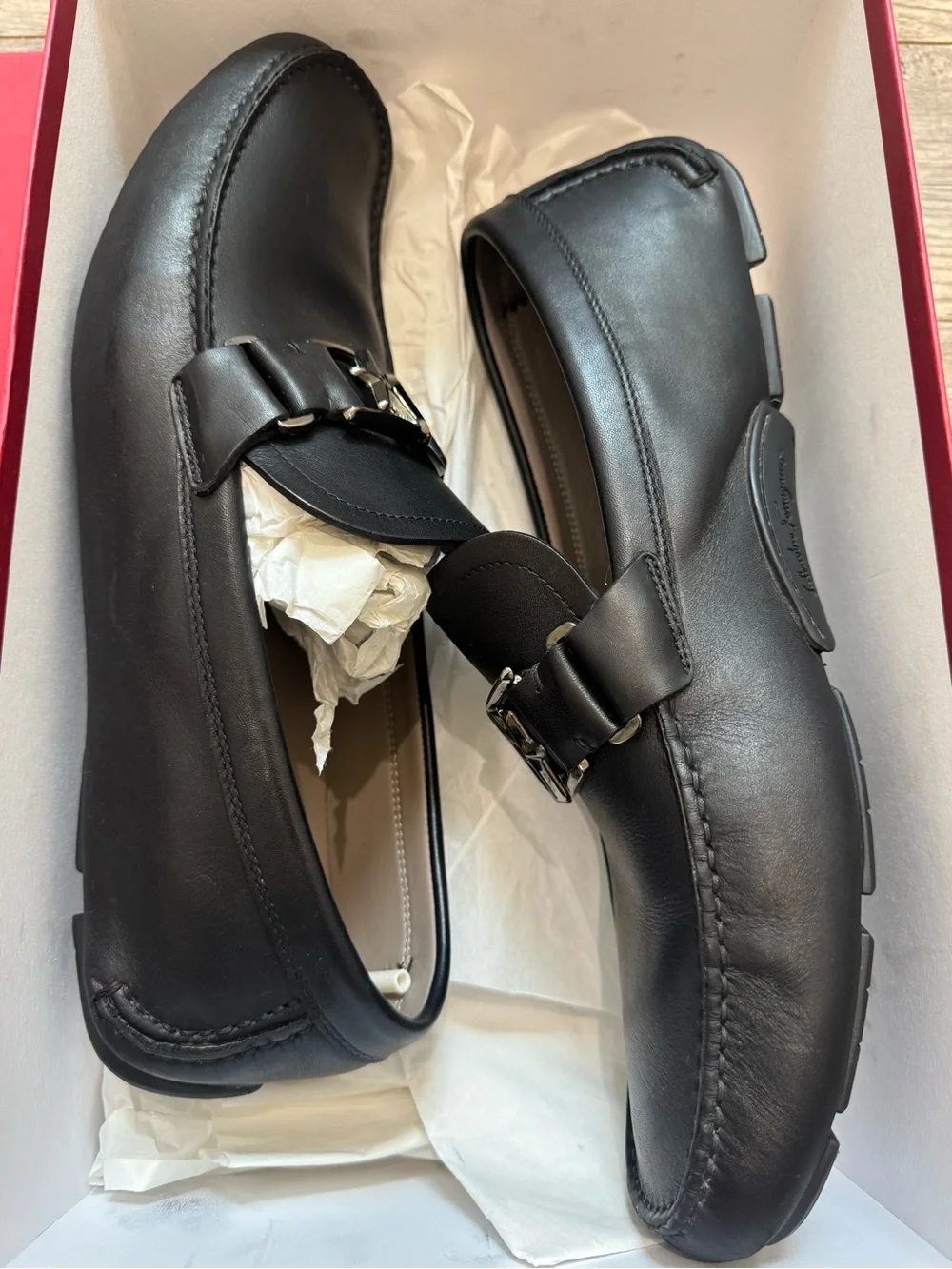 Salvatore Ferragamo Peter Gancini Loafers Men 11.5 D Black Calf Leather Italy